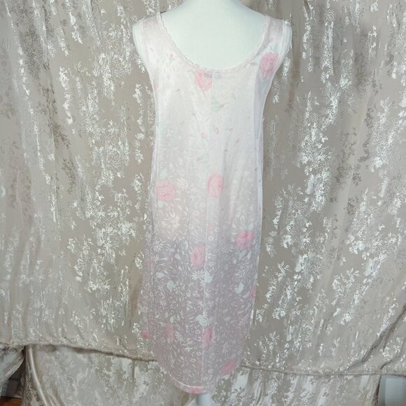 Vintage Vanity Fair Pink Floral Satin Night Gown Lace Coquette Ballerina Size M - Picture 4 of 8